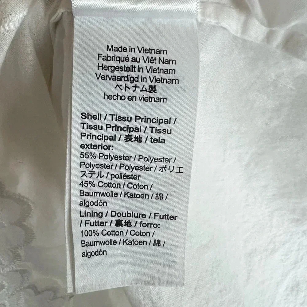 J. CREW Tiered Skirt Pop Over Shirt Dress White Eyelet Casual Women’s 8